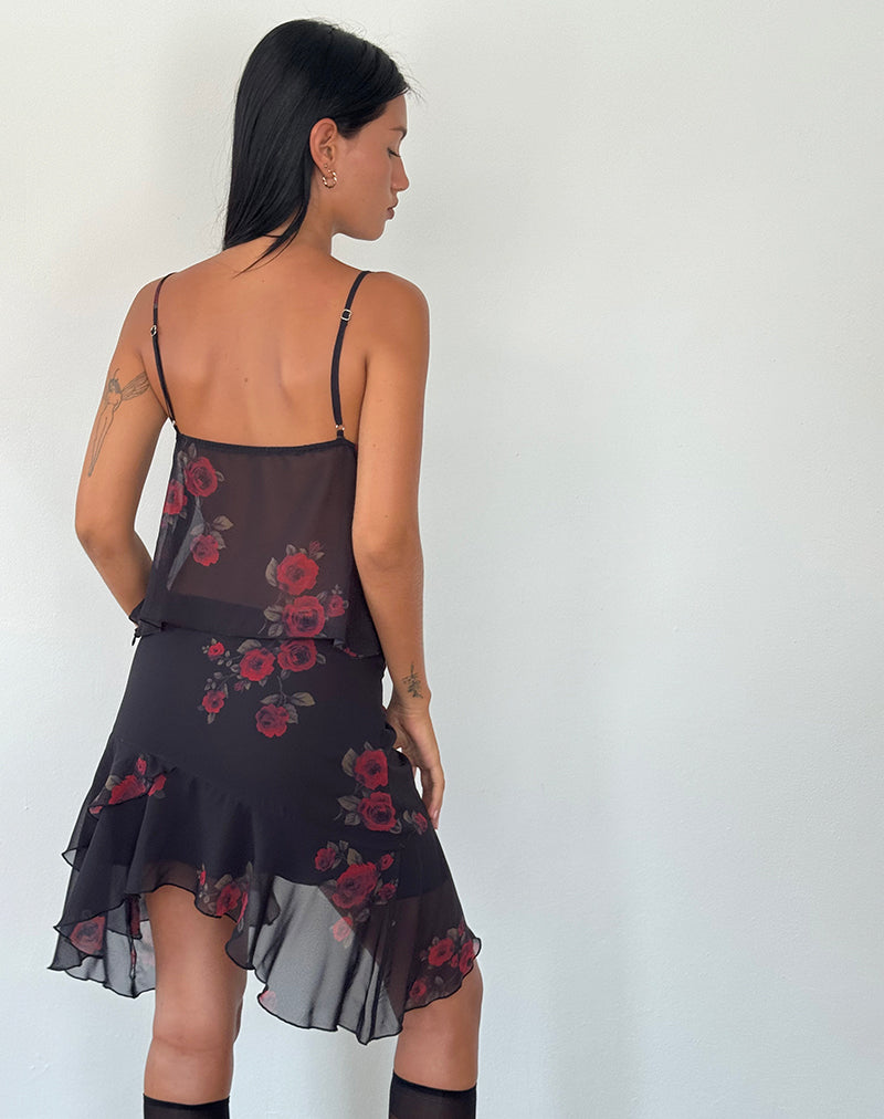 Image of Cojira Mesh Butterfly Top in Vintage Roses Black