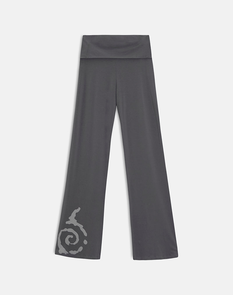 Image of Coreta Foldover Trouser in Spiral Charcoal Grey