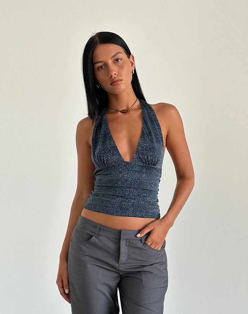 Cosimo Halter Top in Midnight Shimmer