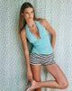 Image of Nikaya Shorts in Stripe Knit Black and White