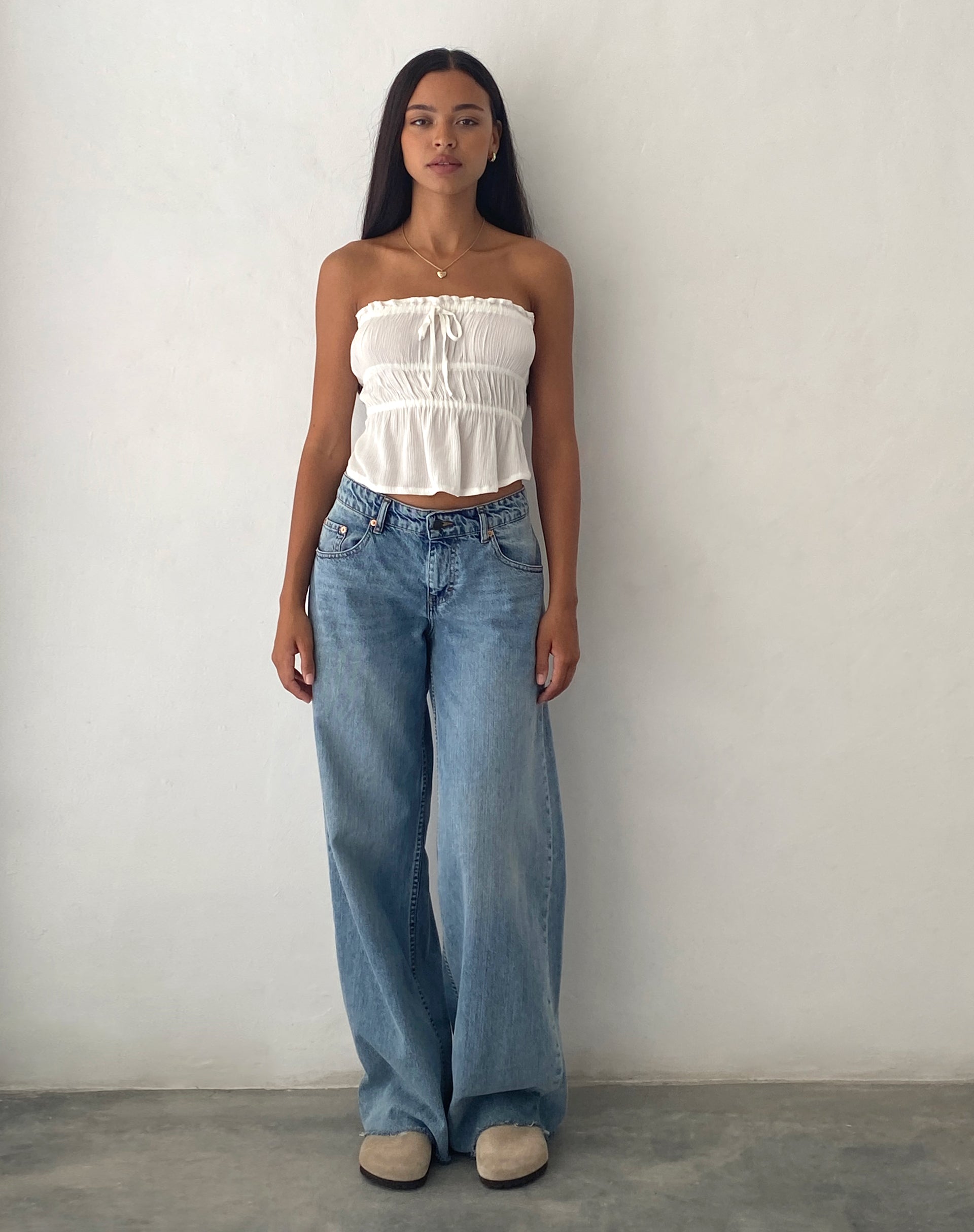 image of Cove Bandeau Top in Crinkle Off White