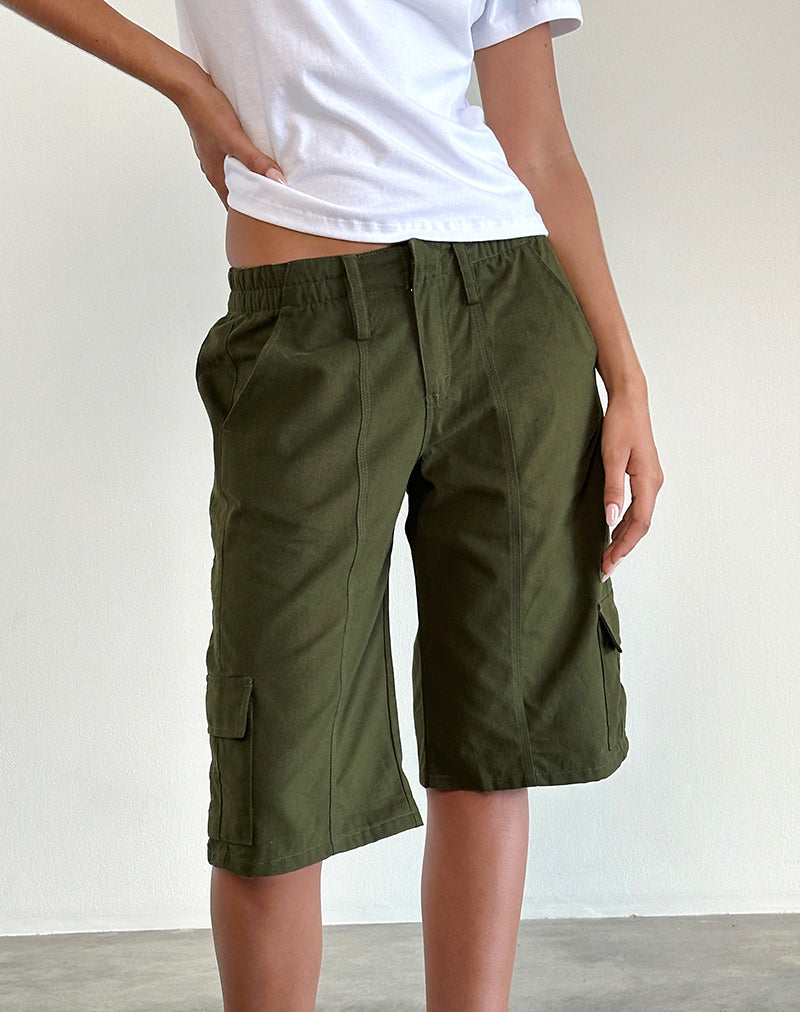 Image of Dallas Longline Cargo Shorts in Dark Olive