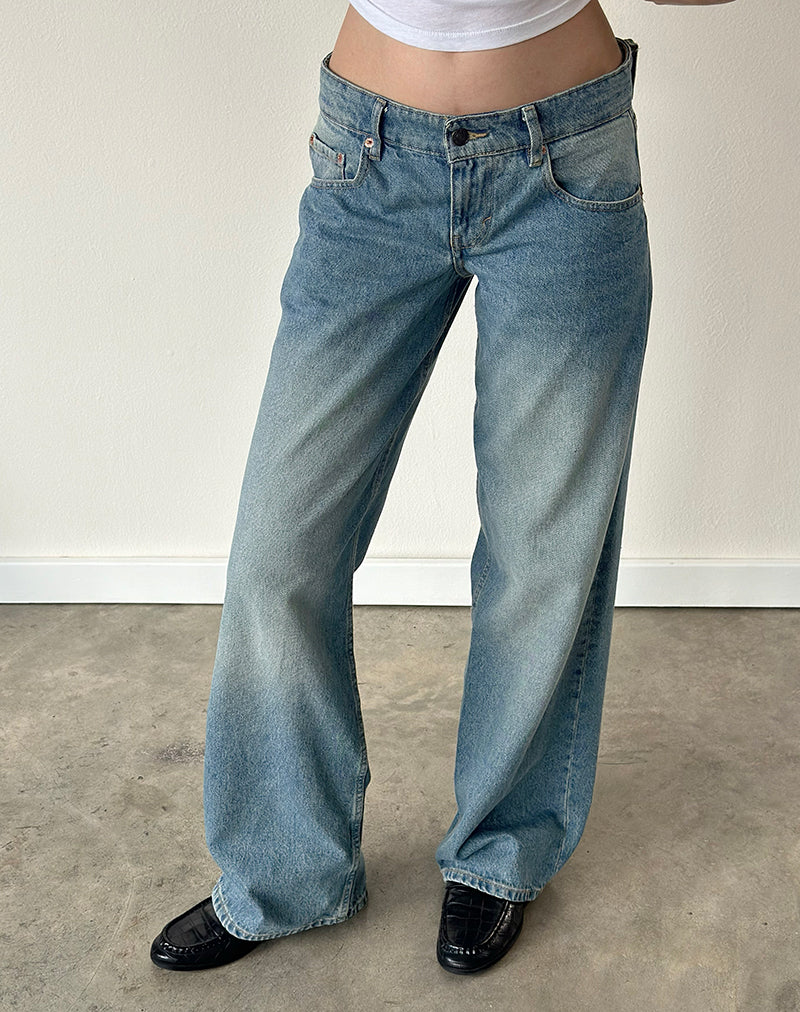 Image of Low Rise Parallel Jeans in Vintage Blue Green