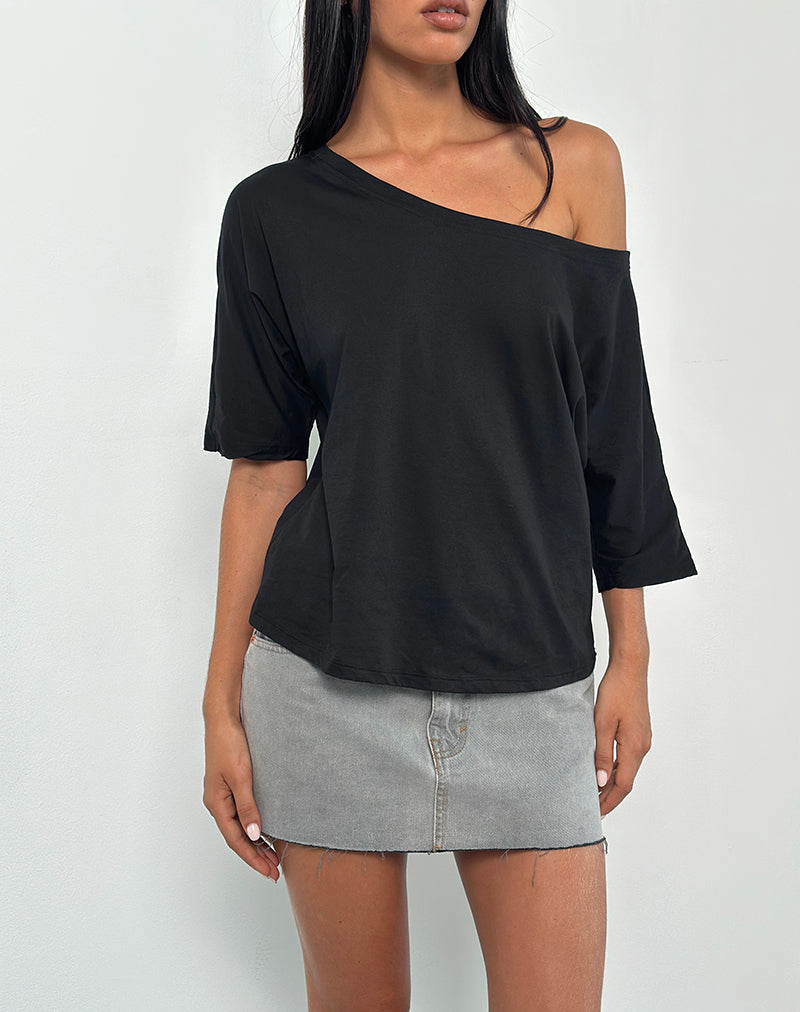 Daman Off-The-Shoulder Basic Top in Black