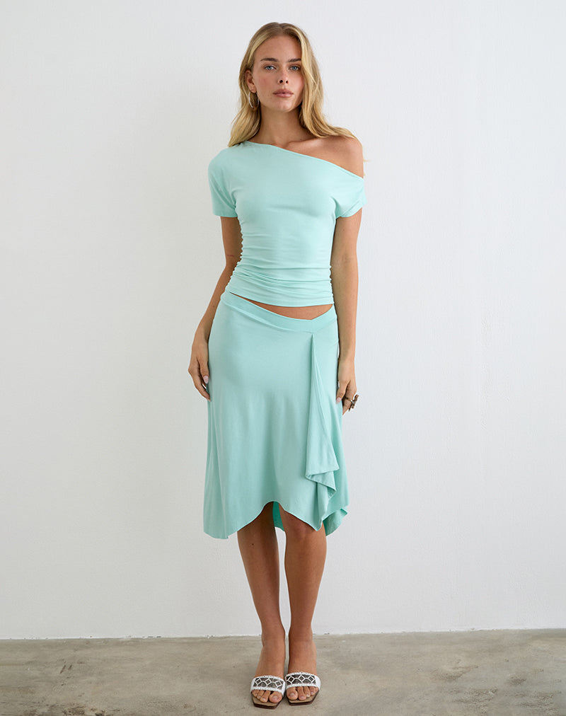 Image of Esmeray Midi Skirt in Rayon Jersey Aqua