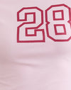 Rayon Jersey Light Pink with '28' Graphic
