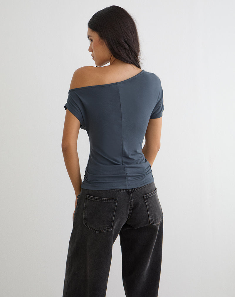 Image of Danama One Shoulder Top in Jersey Ocean Storm