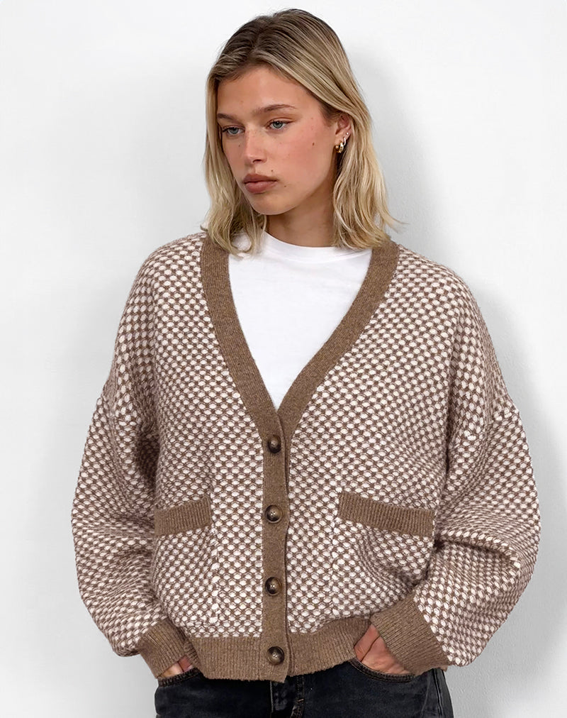 Image of Danov Cardi in Brown Gingham