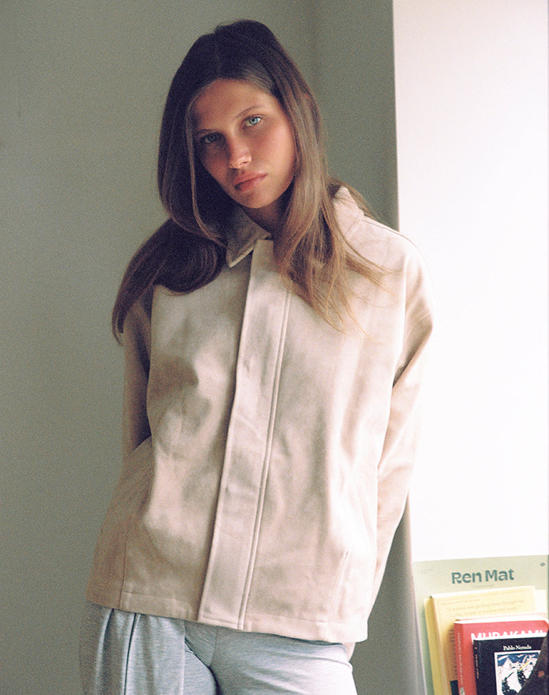 Image of Dante Boxy Jacket in Faux Suede Tan