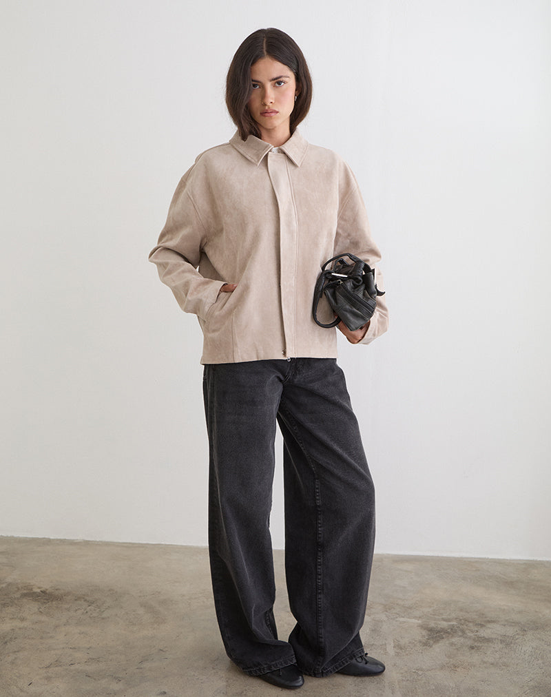 Dante Boxy Jacket in Faux Suede Tan
