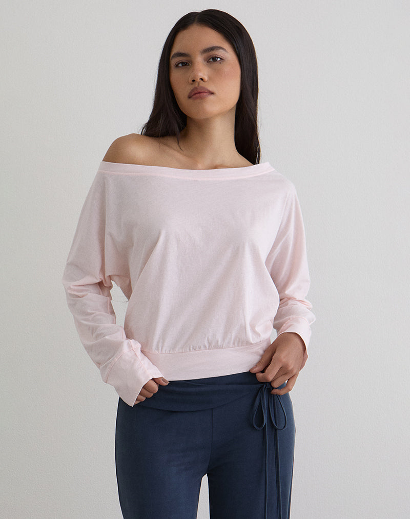 Image of Daral Long Sleeve Top in Jersey Light Pink