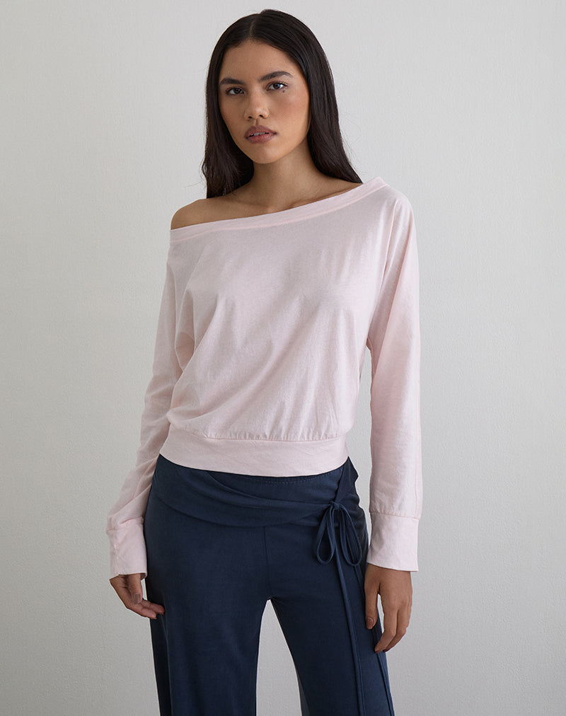 Image of Daral Long Sleeve Top in Jersey Light Pink