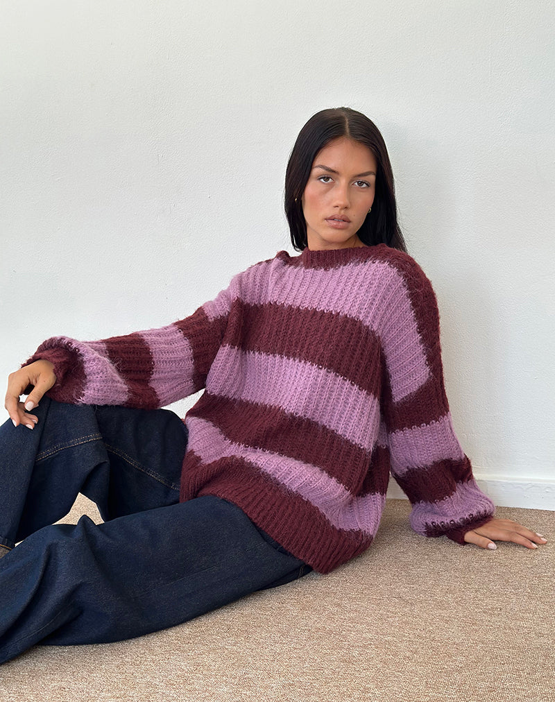 Daren Jumper in Purple Stripe