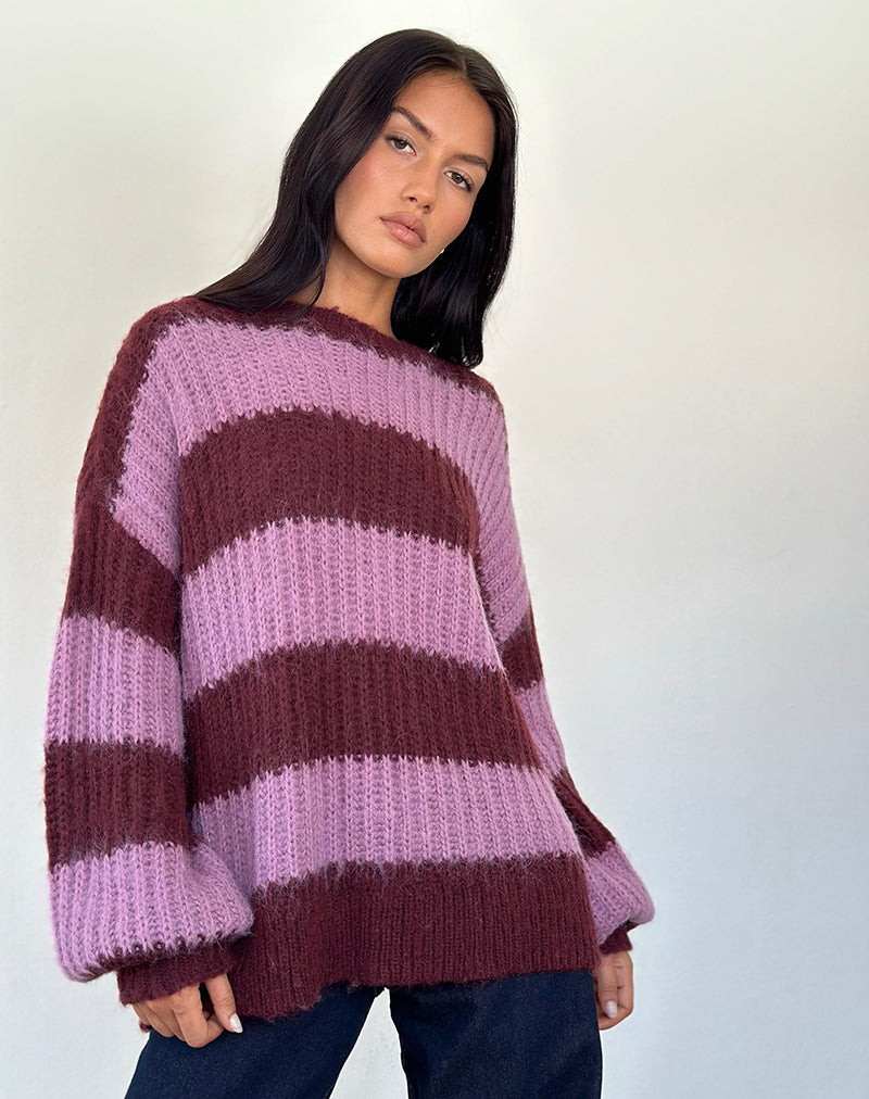 Image of Daren Jumper in Purple Stripe