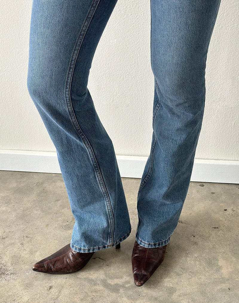 Image of Ultra Low Rise Flare Jean in Slate Blue