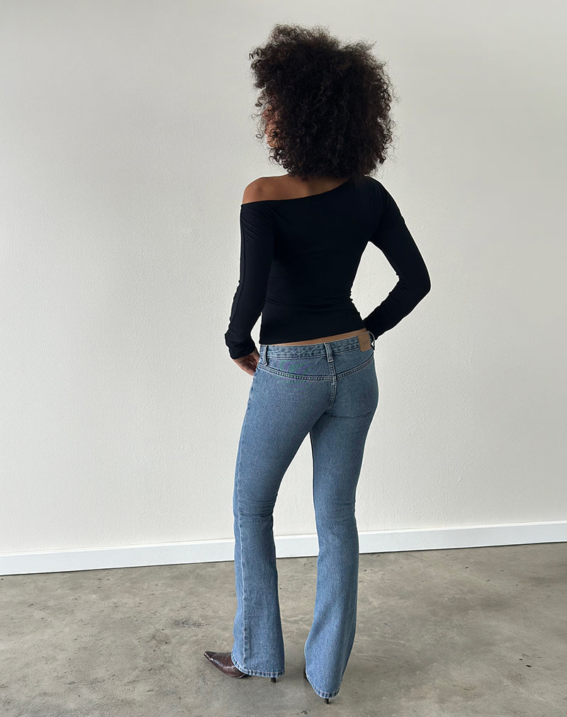 Image of Ultra Low Rise Flare Jean in Slate Blue