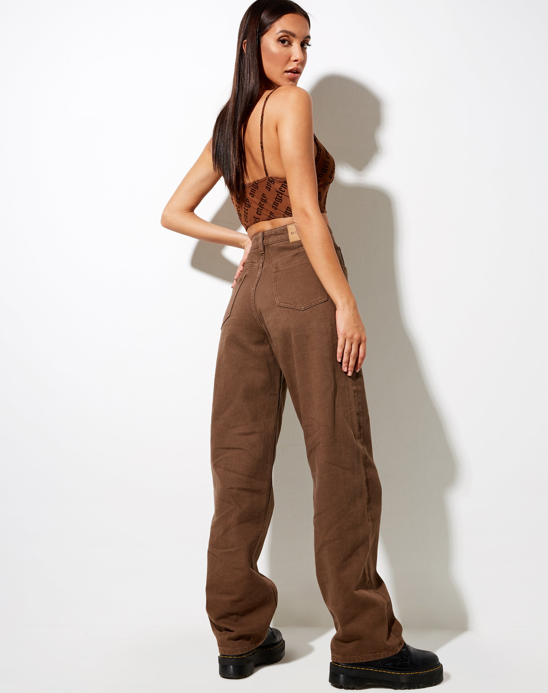 Strappy Brown Mesh Angel Energy Crop Top