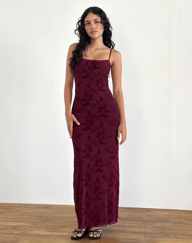 Image of Darsih Maxi Dress in Botanical Flower Maroon