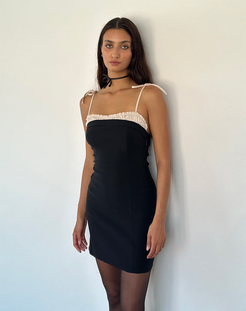 Image of Daruka Mini Dress in Satin Black
