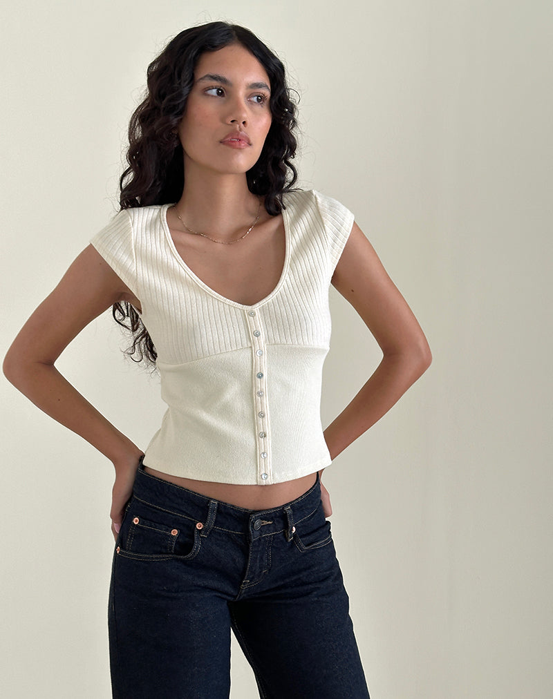 Image of Dawira Button Through Top in Ivory