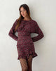 Image of Dawsen Long Sleeve Ruched Mini Dress in Dark Rhoslyn Ditsy Print
