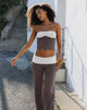 Image of Dayuri Bandeau Top in Peppercorn with White Polka Dots Panel