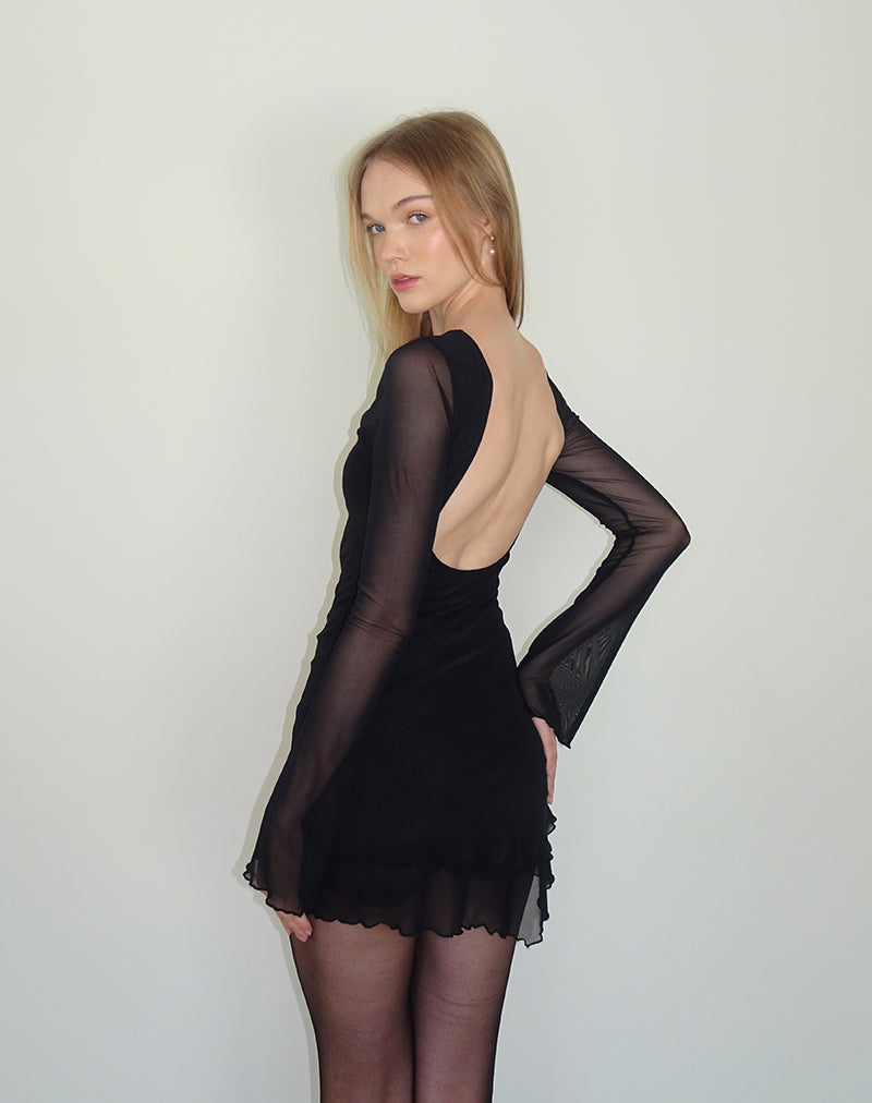 Dazn Backless Mini Dress in Black