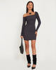 Image of Dean Long Sleeve Mini Dress in Crinkle Charcoal