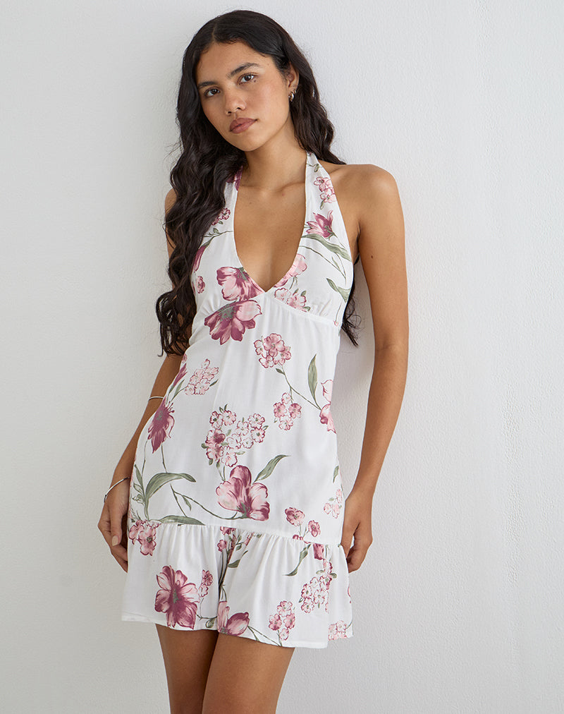 Deliana Mini Dress in Femme Floral White