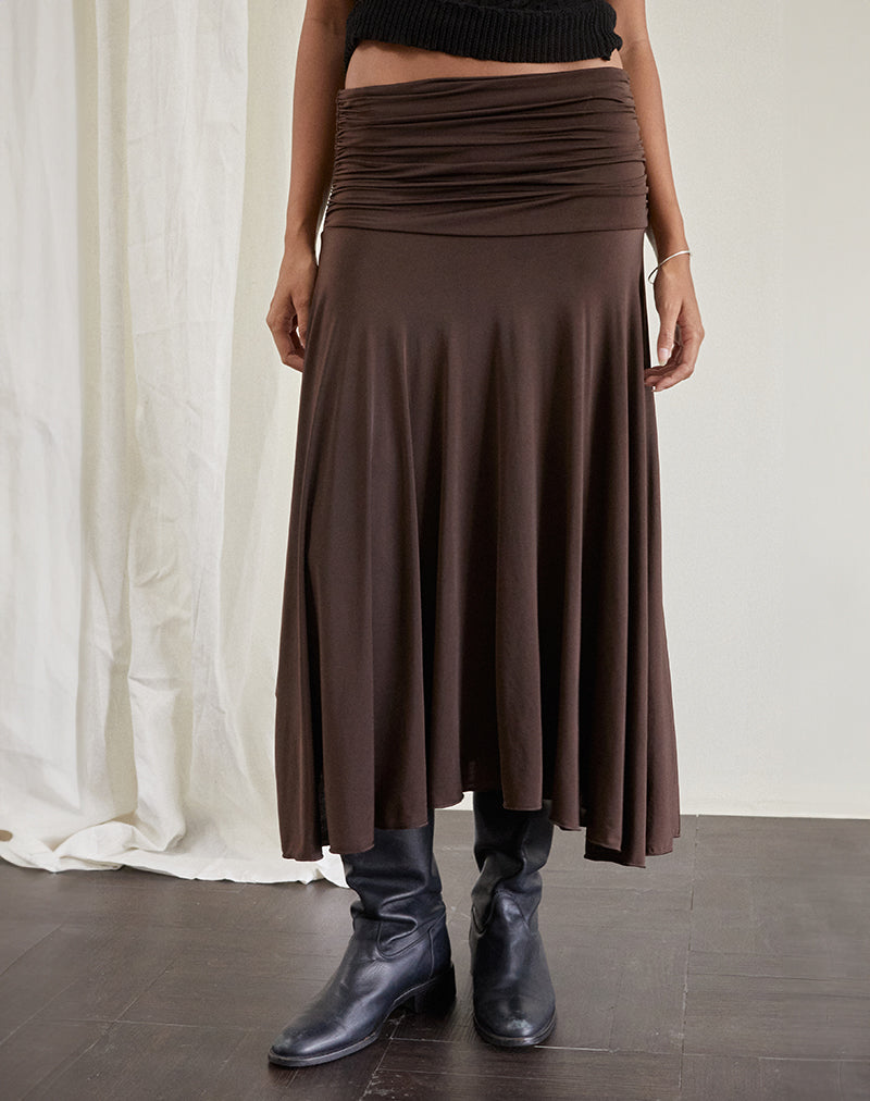 Image of Delta Midi Skirt in Slinky Chocolate