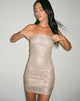 image of Demaka Strapless Mini Dress in Sequin Light Bronze