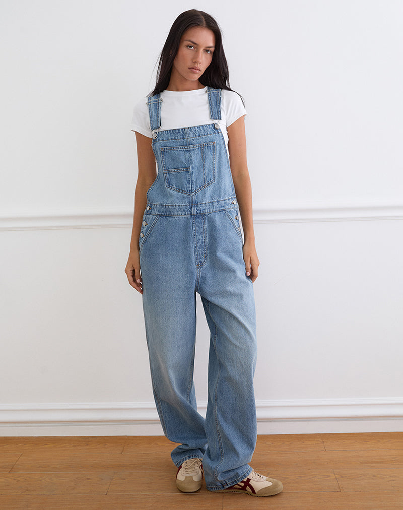 Image of Denim Dungaree in Bright Blue Used