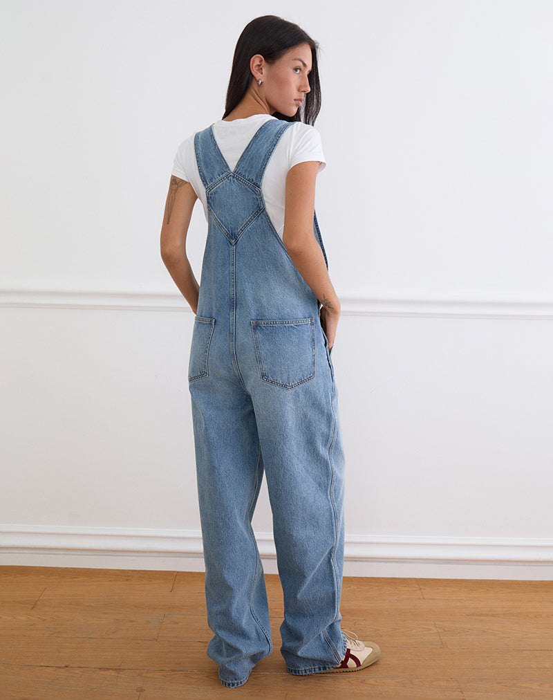 Image of Denim Dungaree in Bright Blue Used