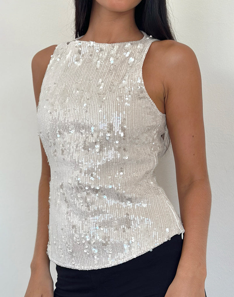 Image of Desiran Top in Sequin Cream