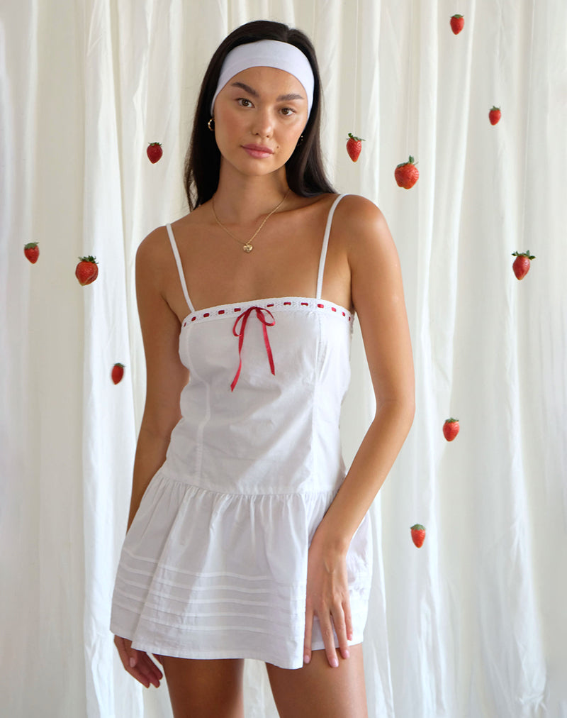 Image of Dhilla Mini Dress in White Poplin