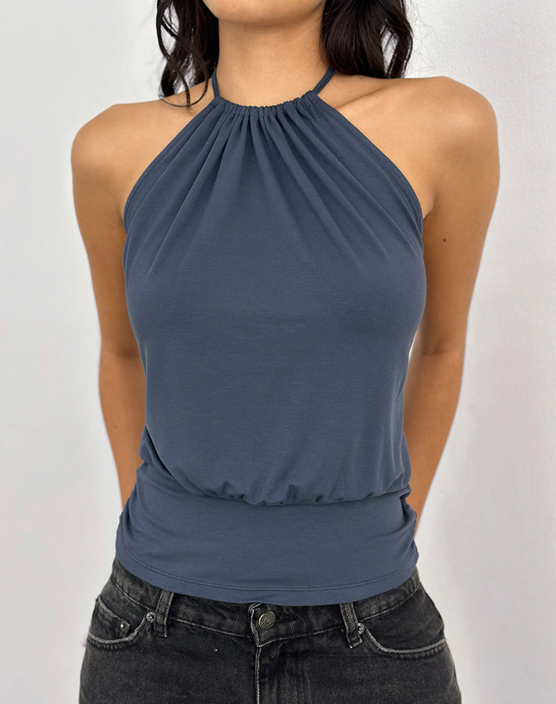 Image of Diraka High Neck Top in Jersey Ocean Storm