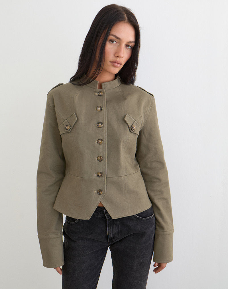 Diranda Military Jacket in Twill Khaki