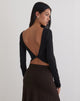 Image of Diya Long Sleeve Twist Back Top in Cupro Black