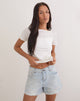 Image of Ripped Baggy Denim Short in Icy Blue
