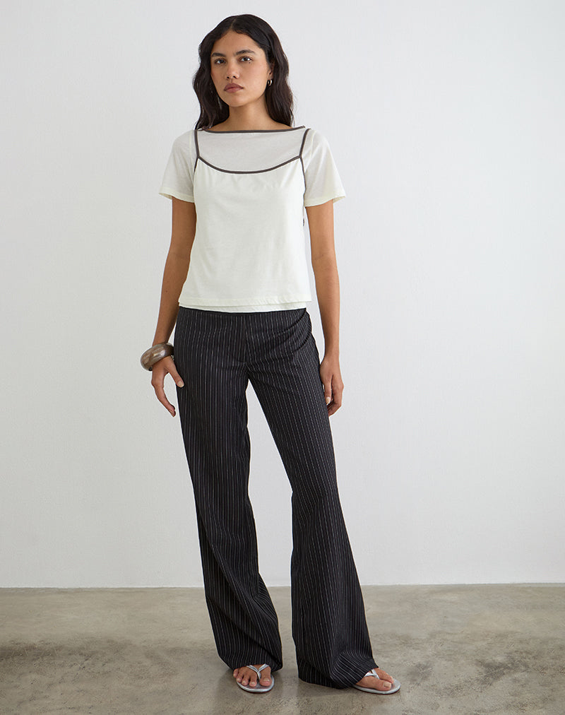 Dolman Tee in Vanilla Ice with Walnut Binding