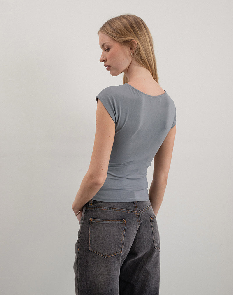 Image of Dolores Wrap Top in Rayon Jersey Grey