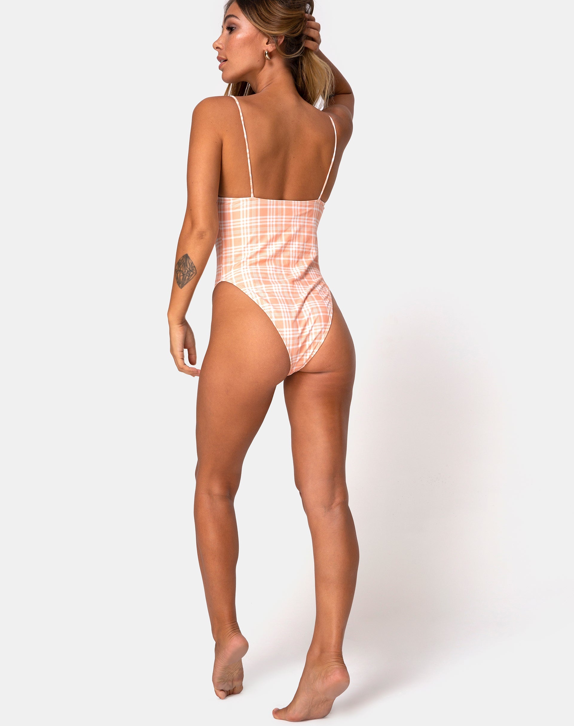 Image of Dolty Swimsuit in Picnic Check Peach