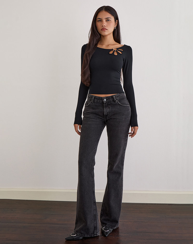 Image of Donela Long Sleeve Top in Flower Ring Black