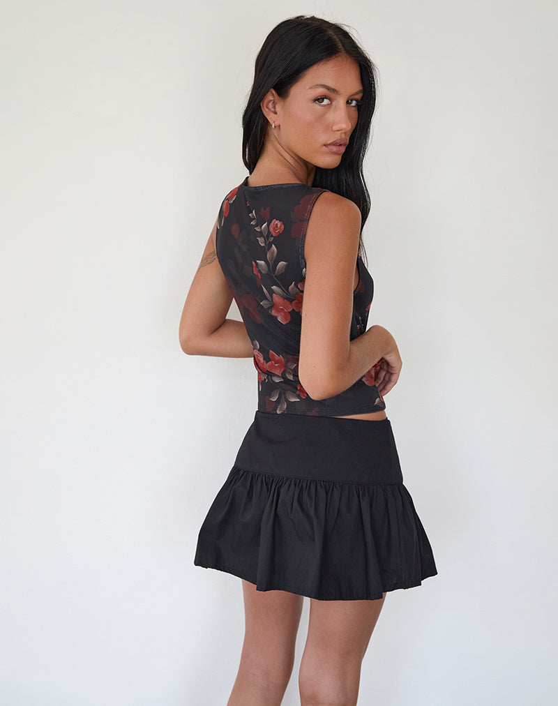 Image of Dudley Vest Top in Watercolour Rose Black