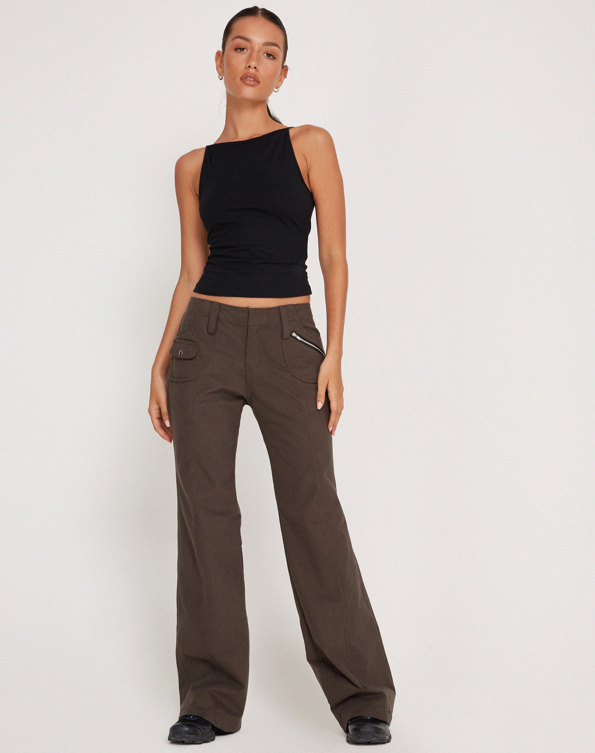 Image of Kauna Low Rise Trouser in Dark Grey