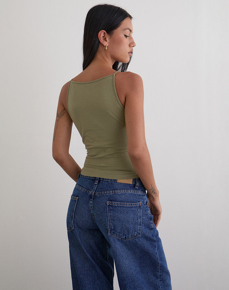 Image of Dudley Vest Top in Jersey Khaki