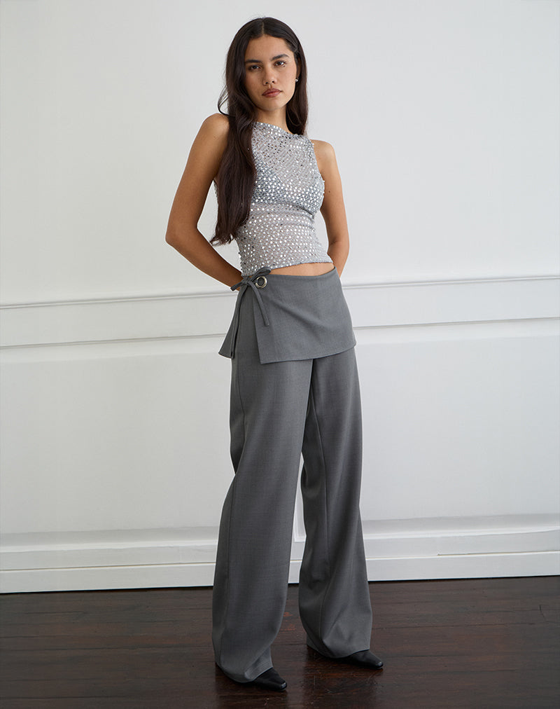 Image of Elka Wrap Trouser in Tailoring Charcoal