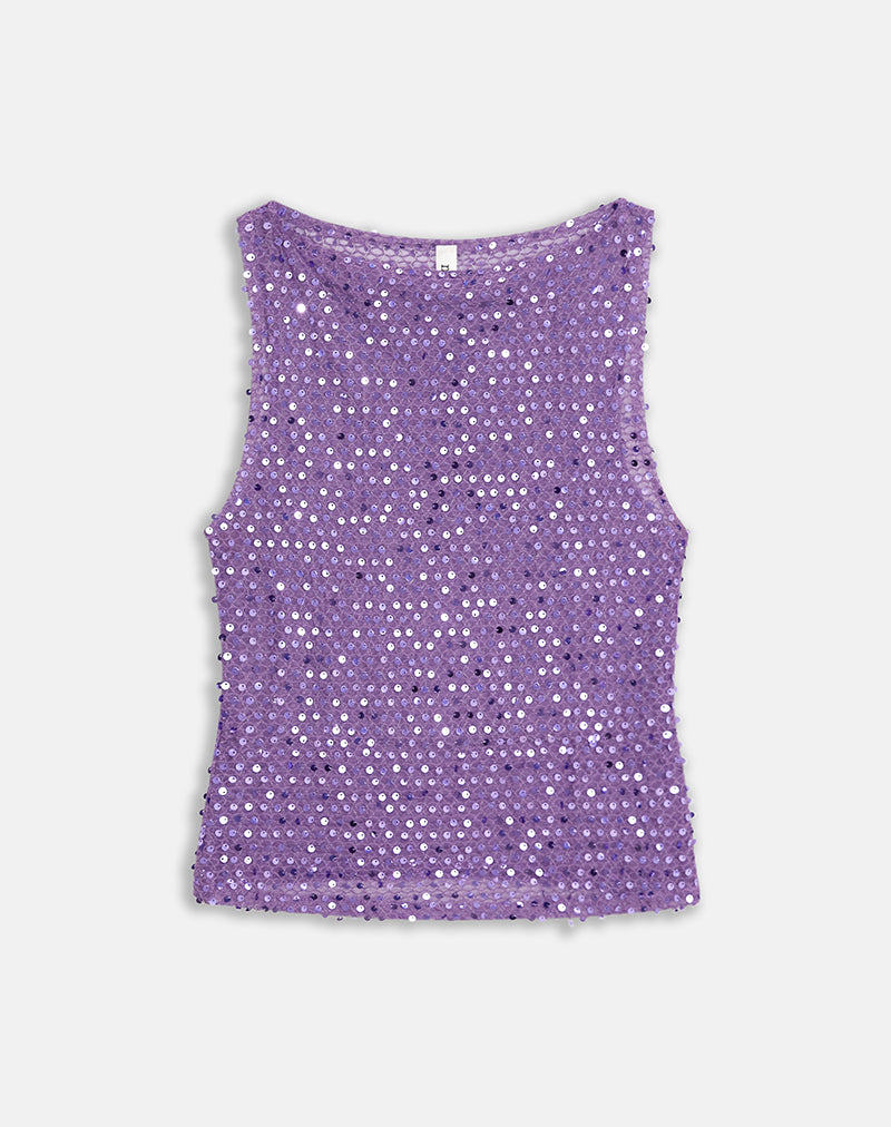 Image of Dudley Vest Top in Sequin Knit Purple