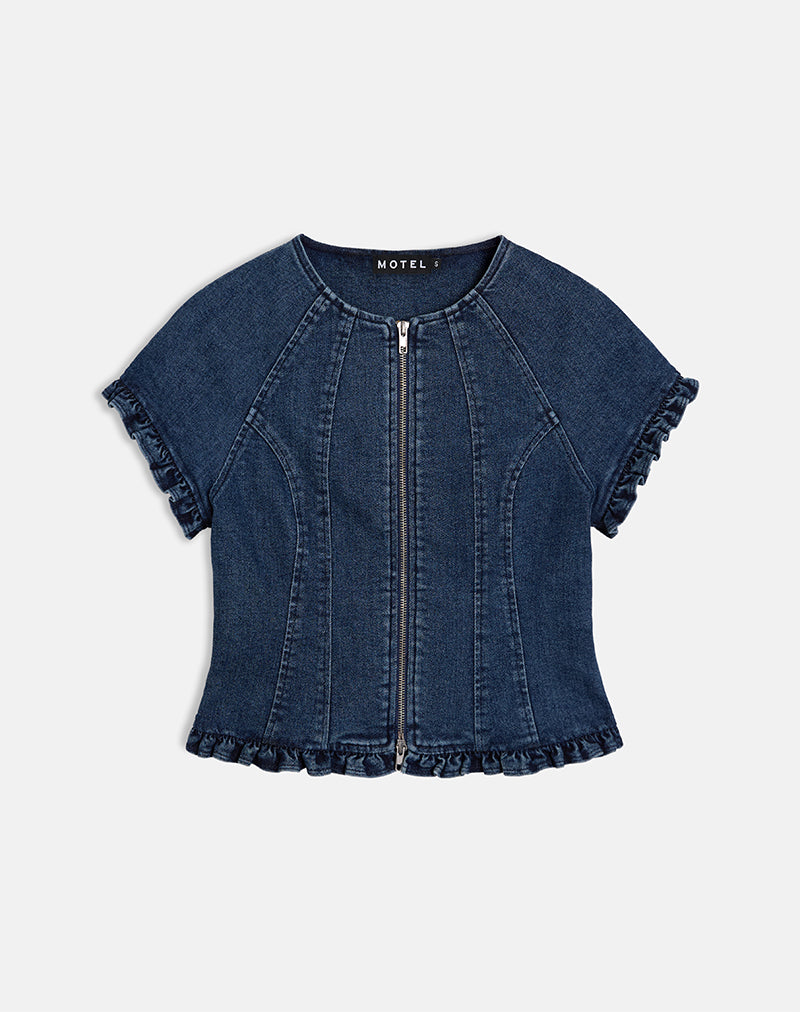 Image of Dunya Top in Chambray Vintage Blue
