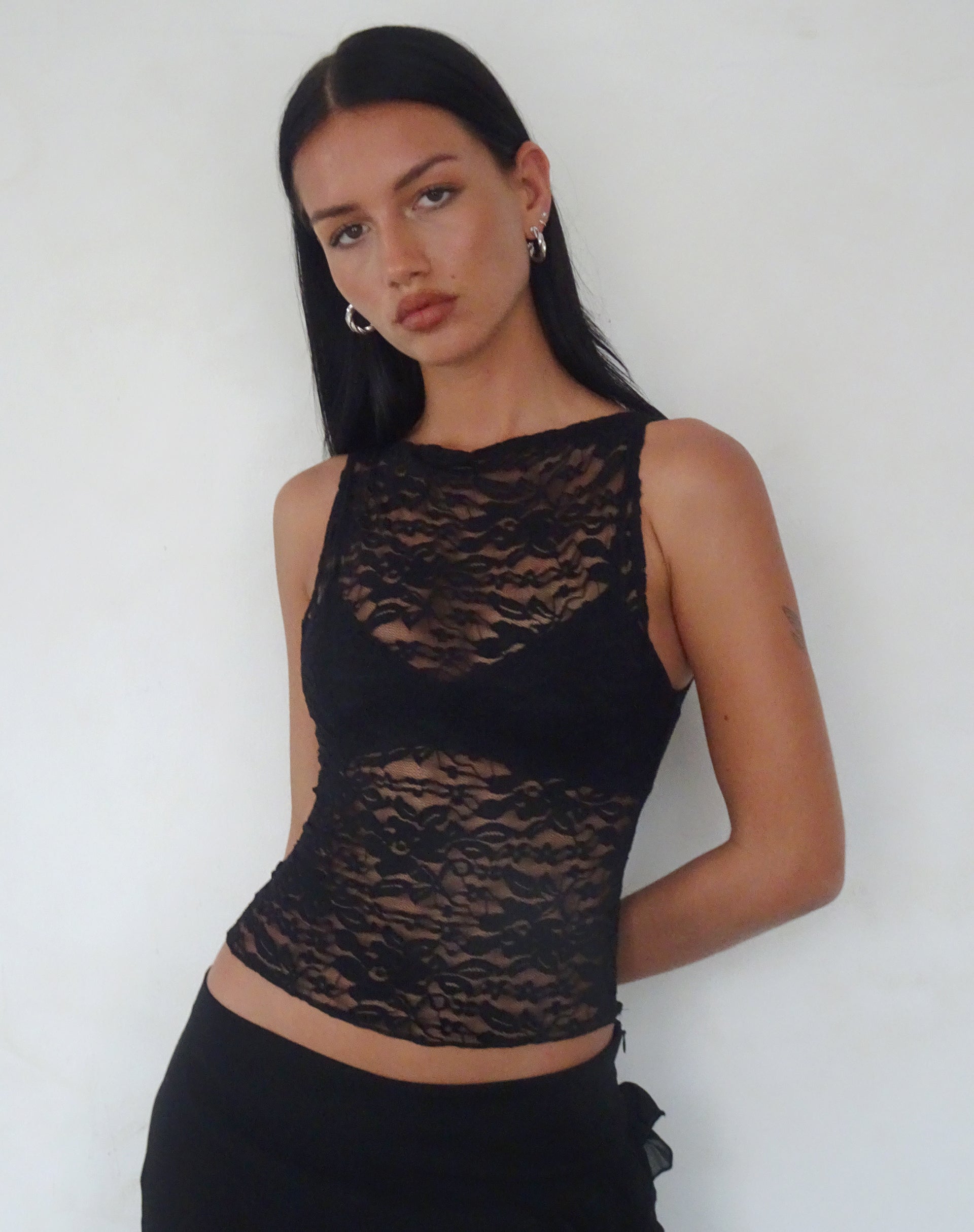 Image of Dwira Lace Vest Top in Black